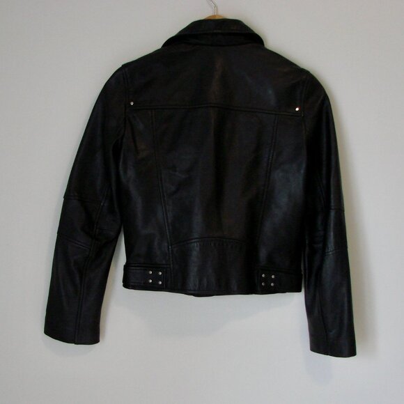 ZARA Black Faux Leather Moto Jacket Bomber Zippers Soft Size Small - Picture 10 of 12